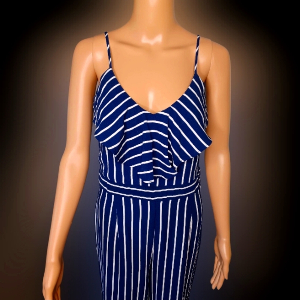 Striped Blue and White Jumpsuit
